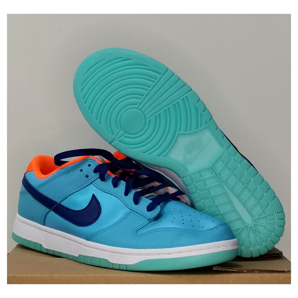 Nike Dunk Low SE Baltic Blue Total Orange Sneakers HQ1538-416 Mens Size 11